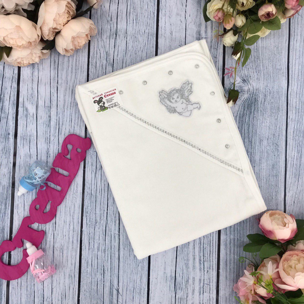 266-С. Крестильная пеленка, хлопок 100% Махра, Серебро