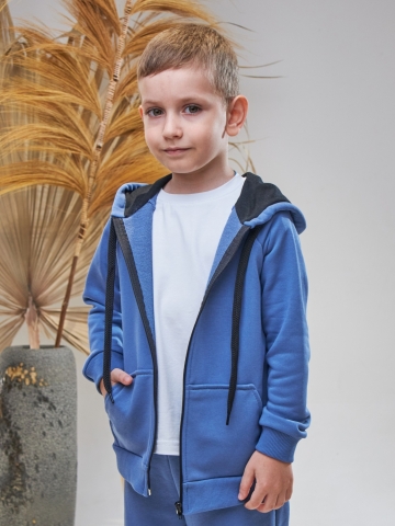 328-ДЖ. Костюм детский  на молнии, джинса хлопок 65%, 35% ПЭ, 3-х нитка без начеса 80,86,92