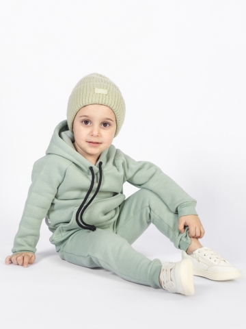 296-ОЛ. Свитшот с капюшоном  + Штаны, хлопок 65%, 35% ПЭ, 3-х нитка (начес) оливковый 122,128,134,140