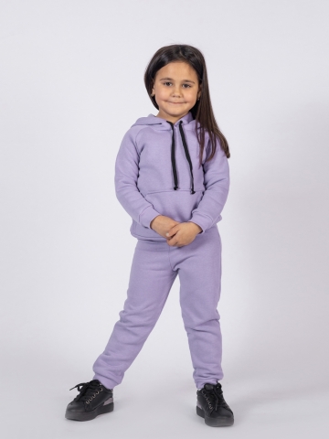 296-СР. Свитшот с капюшоном  + Штаны, хлопок 65%, 35% ПЭ, 3-х нитка (начес) сирень 146,152,158