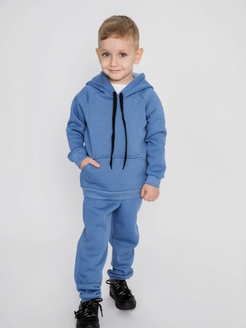 296-ДЖ. Свитшот с капюшоном + Штаны, хлопок 65%, 35% ПЭ, 3-х нитка (начес) джинсовый 80,86,92